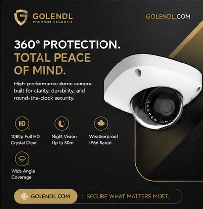 Lend'L outdoor mini dome CCTV camera — ceiling mount angled view